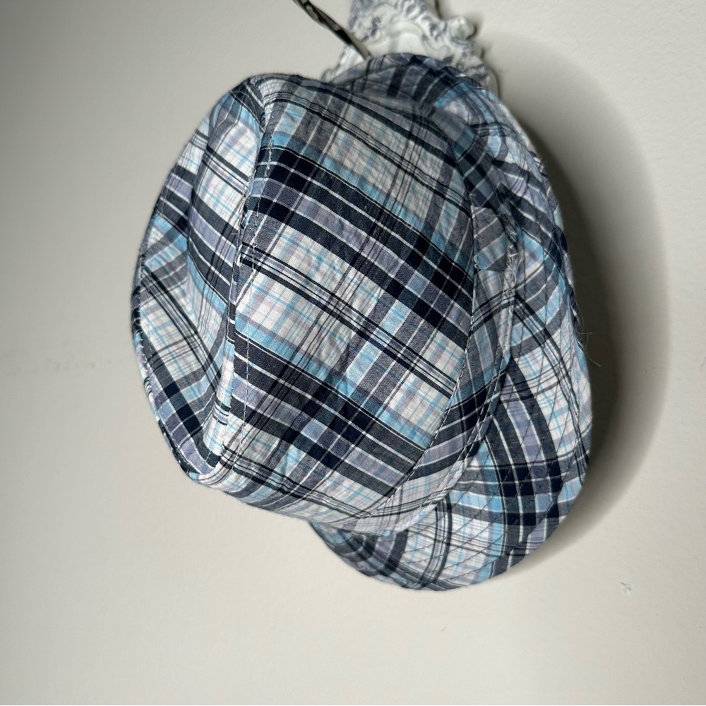 Plaid fedora hat blue and white - Picture 5 of 9